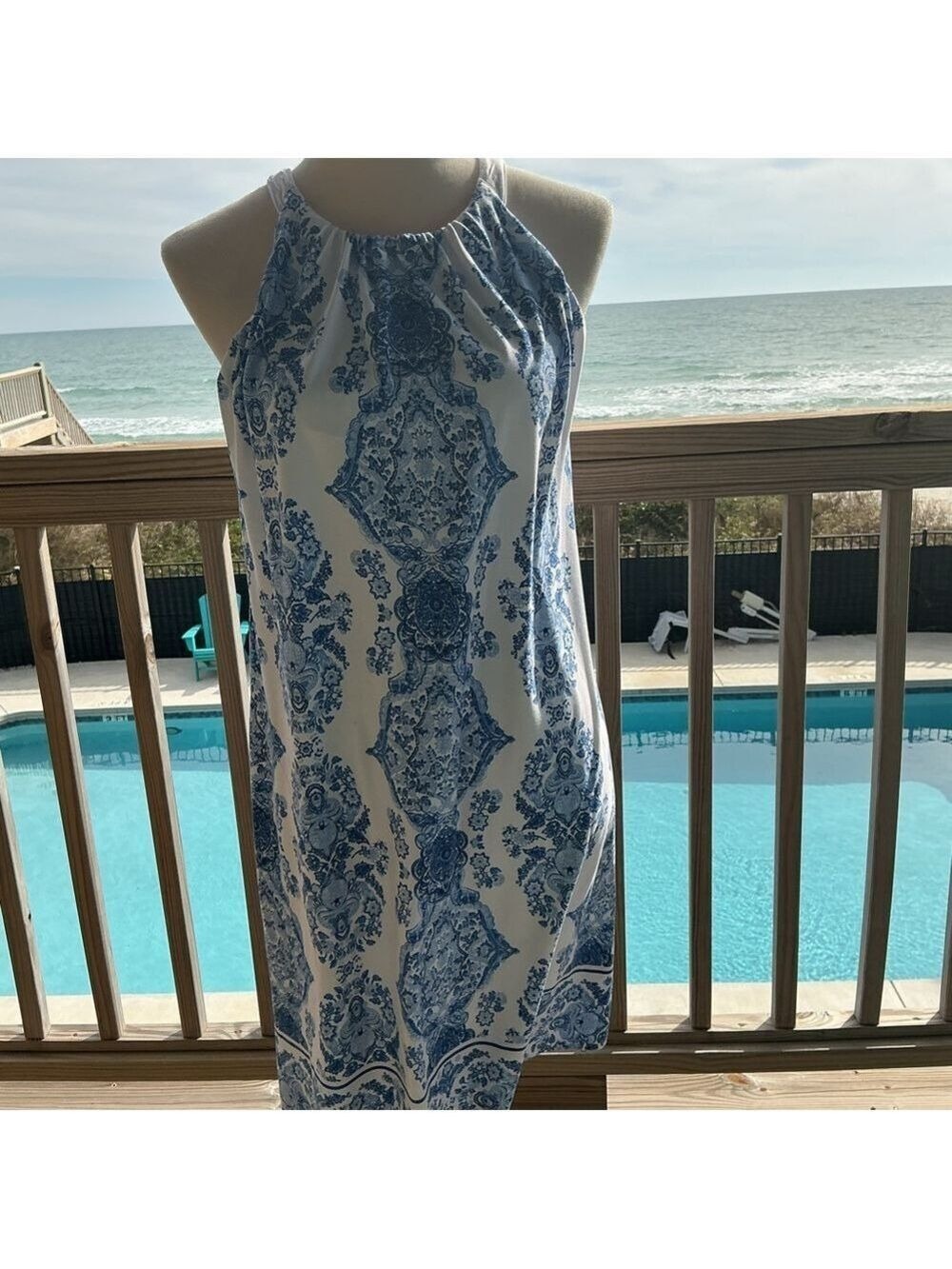 Soma Blue &  White Halter Bra Dress - Picture 3 of 13